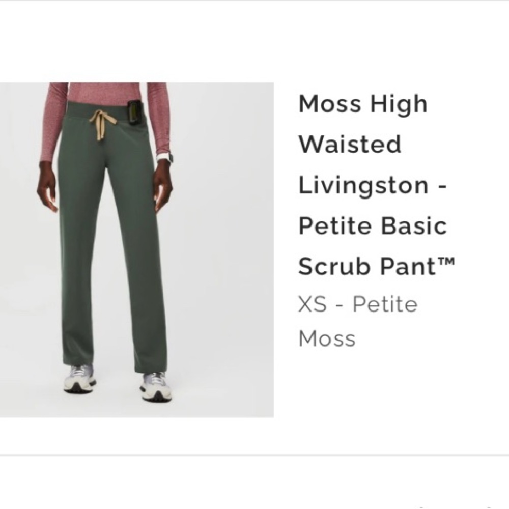 Figs XS Petite scrub pants
High waisted 
“Moss” color